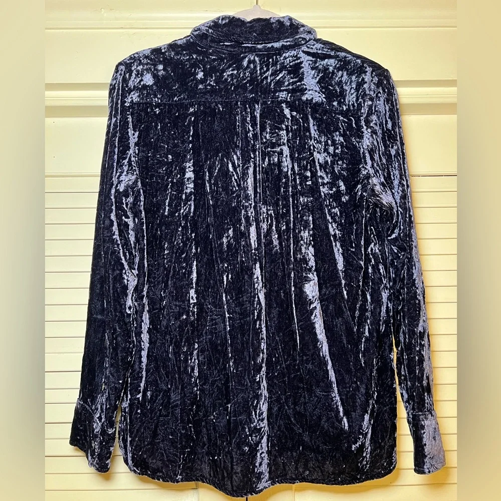 J Crew Crushed Velvet Velour Collared Pullover Shirt Blouse Top size XS - Picture 10 of 11